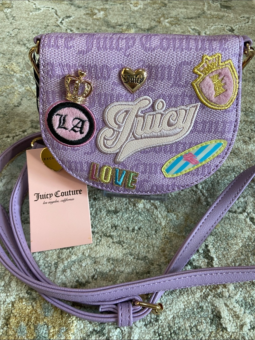 Juicy Couture Lavender Embroidered Patch Mini Crossbody